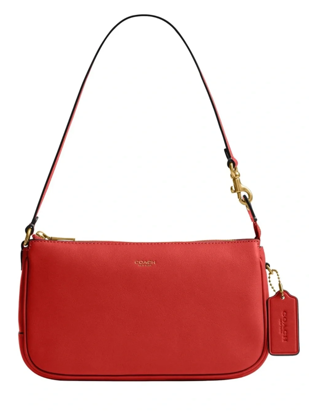New Coach Red Poppy Leather Plaza Shoulder Bag